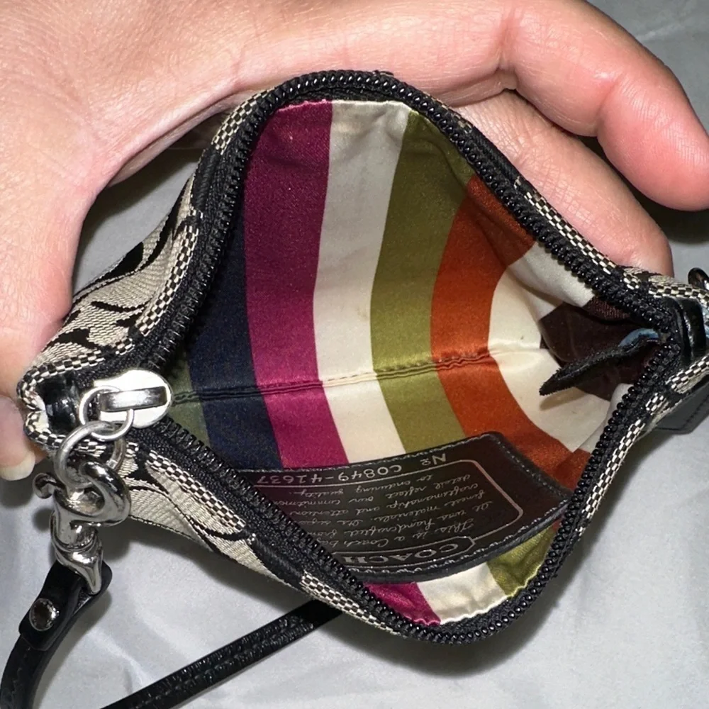 Coach Signature Collection Black and Gray Mini Wristlet - Picture 5 of 7
